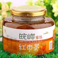 廠家直銷(xiāo)天柱山特產(chǎn)皖峰牌天然蜂蜜蜜煉紅棗茶1000g