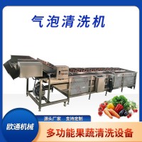 歐通葉類蔬菜噴淋清洗流水線 橙子大棗氣泡清洗機
