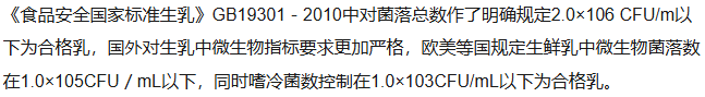 生乳中嗜冷菌限量